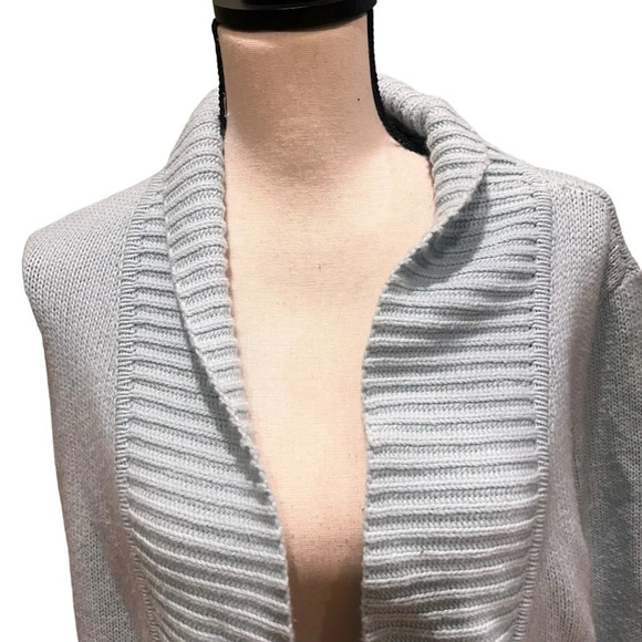 Talbots Womens Blue Open Front Cardigan Sweater M Lambswool Blend Cozy Layering - Picture 4 of 11